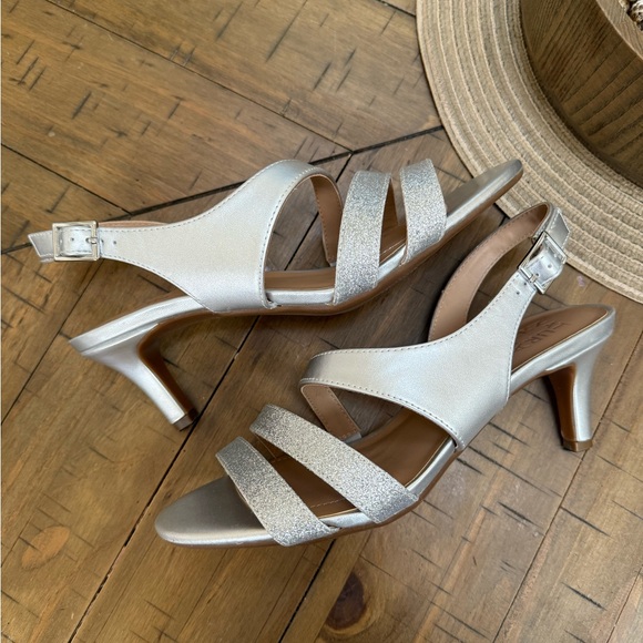 Naturalizer Silver Strappy Heels - Picture 1 of 7